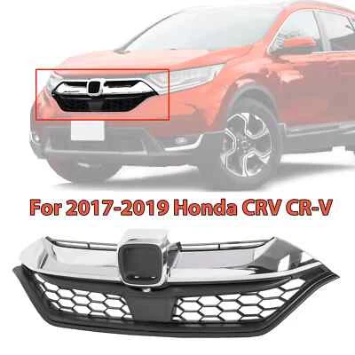 Parrilla delantera parachoques parrilla superior cromo negro ajuste 2017 2018 2019 Honda CRV CR-V Foto 1 de 4