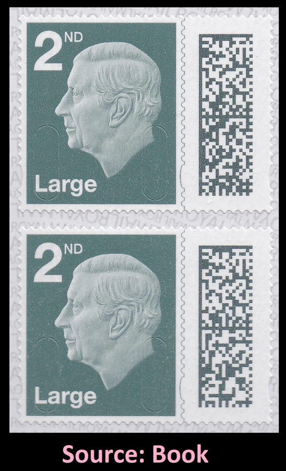 GB King Charles III Definitive Pine Green 2nd Large M23L vert book pair MNH 2023 - Image 1 of 1