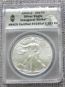 2021 US silver (1oz, .999) Eagle slabbed by ANACS - Picture 1 of 2