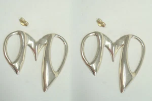 Silver 925 Heart Shaped Initial 'M' Stud Earrings - Picture 1 of 2