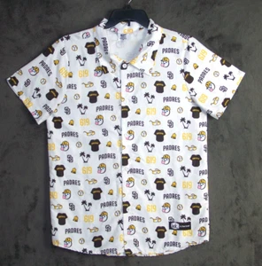 San Diego Padres Shirt Adult Medium Baseball MLB Short Sleeve Button Up Men - Picture 1 of 12
