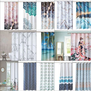 Polyester Shower Curtain Heavy Duty Bathroom Curtains Mildew Resistant Fabric - Picture 1 of 45