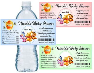 20 WINNIE THE POOH BABY SHOWER FAVORS WATER BOTTLE LABELS PARTY FAVORS - Picture 1 of 1