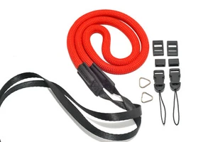Fully Adjustable Nylon Rope Camera Strap With Quick Release & Split Rings Red - Picture 1 of 3