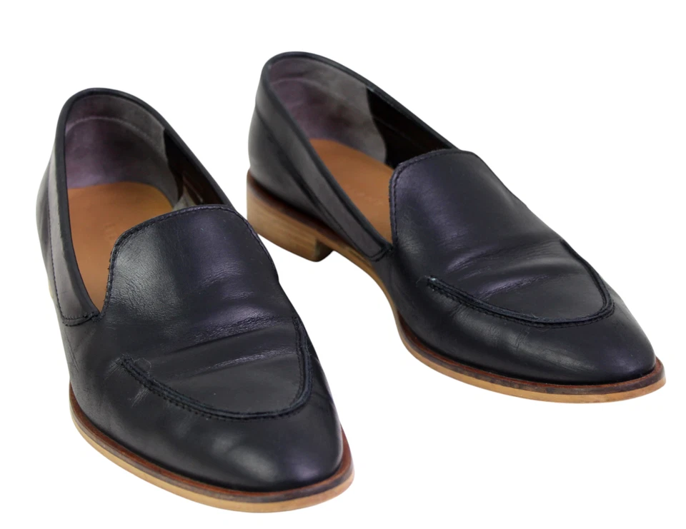 ZAPATOS MOCASINES SIN CORDONES EVERLANE NEGROS DE CUERO GENUINO TACÓN BAJO PUNTA ALMENDRA Talla 10 Foto 1 de 4