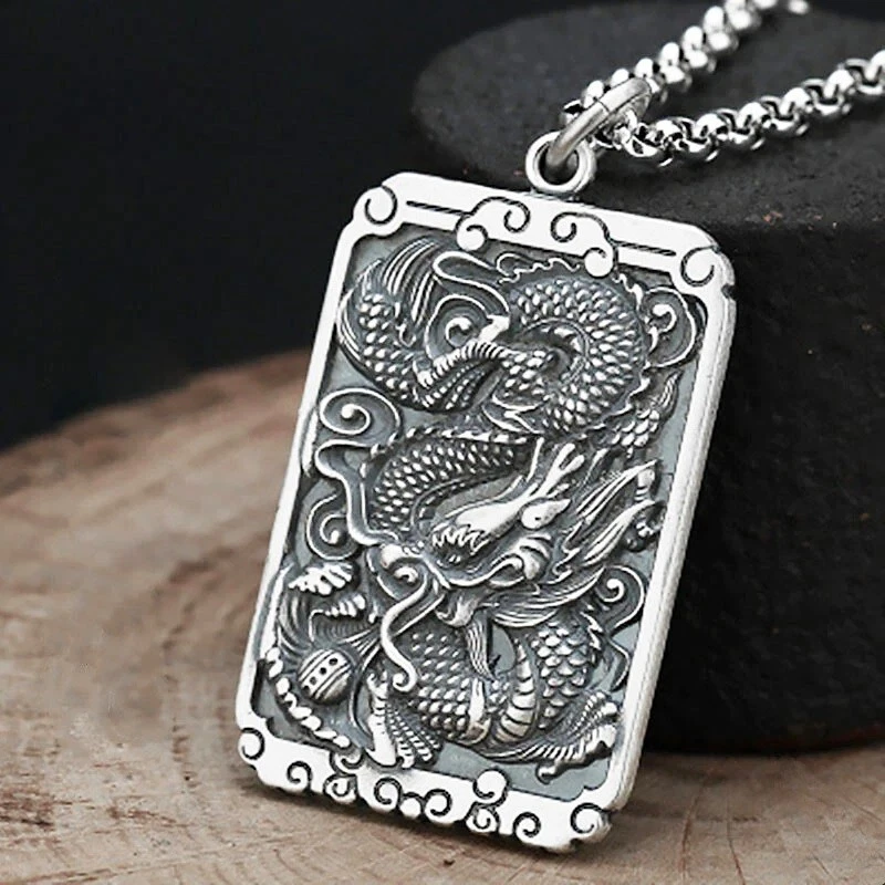 Collar de cadena grande para hombre audaz dragón acero inoxidable 1-3/4" colgante 24" D364 Foto 1 de 4