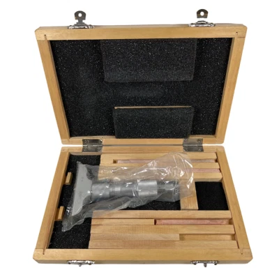 Value Collection 602-3015 Satin Chrome 0 to 4" Range Mechanical Depth Micrometer - Image 1 of 3