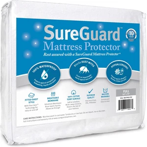 Sureguard Full Size Mattress Protector - 100% Waterproof, Hypoallergenic - Premi - Picture 1 of 7