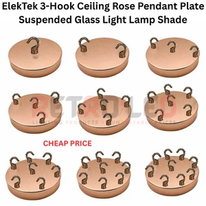 ElekTek 3-Haken Deckenrosette Pendelleuchte Hängeglas Leuchte Lampenschirm - Bild 1 von 16