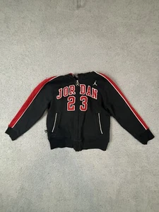 Jordan Jacket Boys Size 7 Black Red Full Zip Sweatshirt Track Spell Out Jump Man - Picture 1 of 13