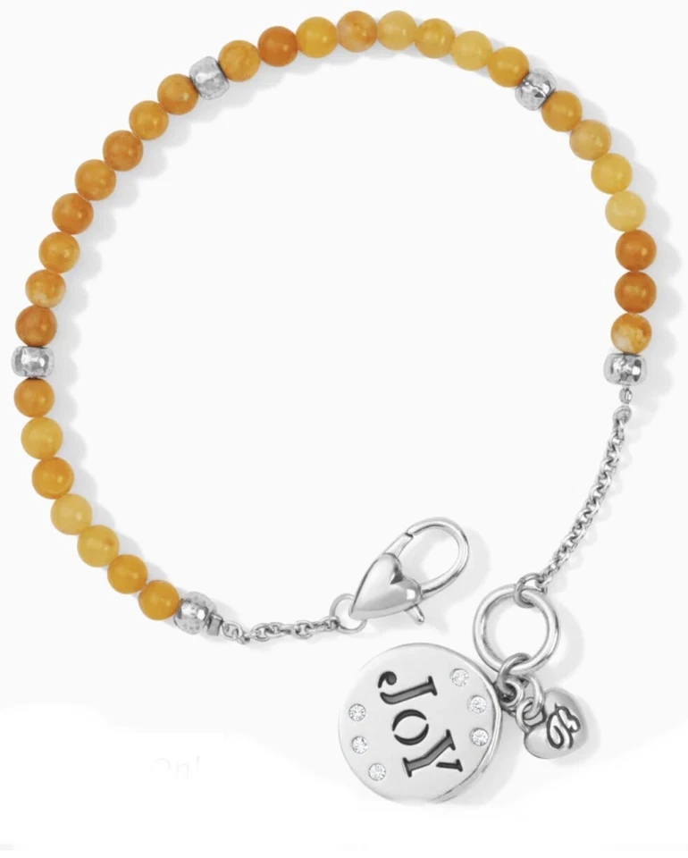 Brighton Sweet Reflections Joy Beaded Silver Bracelet W/Fabric Pouch