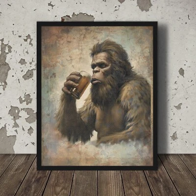 Arte de pared vintage de cervecería BIGFOOT BEER, decoración de bebidas de cocina críptida Sasquatch Foto 1 de 4