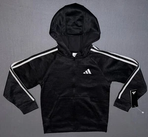 Adidas Boy's Game And Go Hooded Full Zip Jacket Black Heather Small 8 AP5576 NWT - Picture 1 of 11