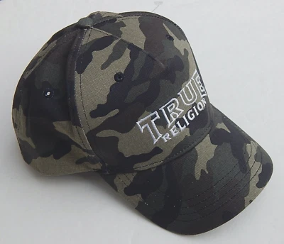 Gorra de béisbol True Religion camuflaje verde bordado logotipo unisex NUEVA Foto 1 de 4