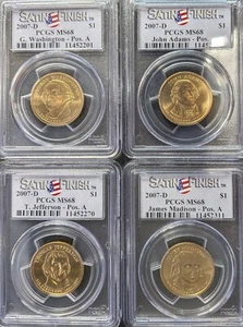 Set of Four 2007-D U.S. Presidential $1 Dollars PCGS MS68 Satin Finish Pos A - Bild 1 von 2