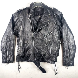 Rebel Ryder Leather Biker Jacket Rockabilly Punk Distressed patchwwork Size XXL - Picture 1 of 17