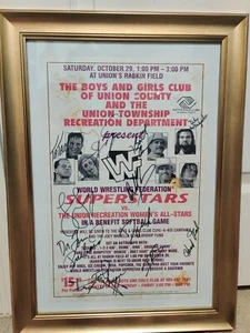 WWF 1994 12x Signed Poster Charity Softball Game Lex Luger, Ted DiBiase, Doink.. - Picture 1 of 13
