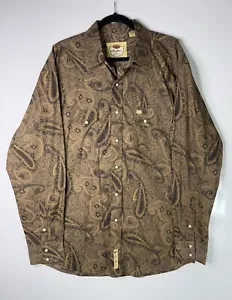 Larry Mahan Western Shirt Mens XL Paisley Pearl Snap Cowboy Dress Shirt - Picture 1 of 7