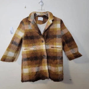 Zara Kids Plaid Wool Blend Coat - lapel collar Size 8 - Picture 1 of 5