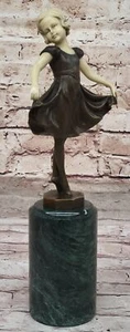 Genuine Bronze Sculpture Signed Vienna Austrian Young Baby Girl Statue Figure - Picture 1 of 10