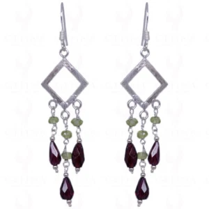 Peridot & Red #Garnet #Gemstone #Earrings Made In #925  Solid Silver - Picture 1 of 2