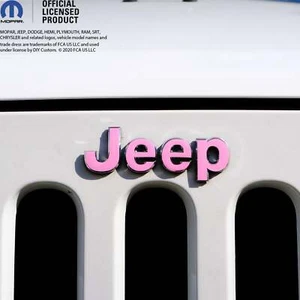 Calcomanías superpuestas emblema parrilla Jeep Wrangler JK rosa suave satinado para 2007-2018 - Imagen 1 de 6