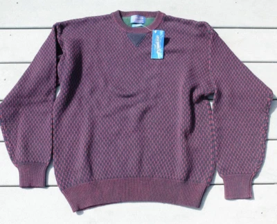 VTG NWT Pendleton Fair Isle Pullover Crewneck Sweater 100% Cotton Sz XL Navy Red - Image 1 of 4