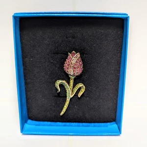 Heidi Daus Dutch Treat Pavé Kristall Siam rote Tulpe Brosche signiert 2 7/8" - Bild 1 von 5