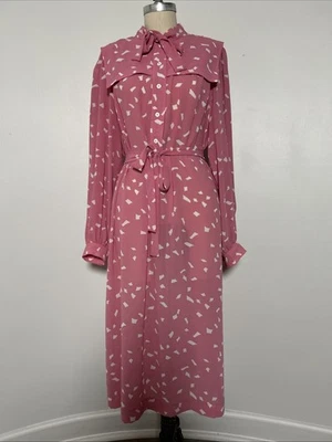 Vintage Chez California Memphis Style 80s Pink White Geometric Dress Large - Image 1 of 4