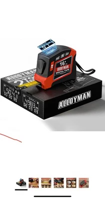 ALLOYMAN 2-in-1 Digital Tape Measure, 16Ft Length, 6 Unit Options, 4 Measuring Modes, ...