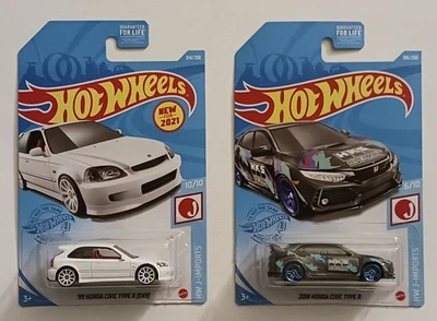 Lote de 2 Hot Wheels 2021 nuevos modelos e importaciones J 99 y Honda Civic Type R 2018 Foto 1 de 4