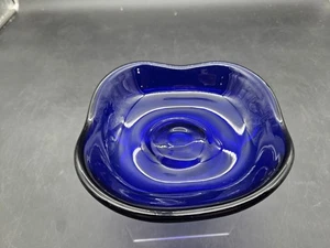 Vintage Murano Glass Cobalt blue italy dish Bowl Early Art Dark Mcm - Picture 1 of 9