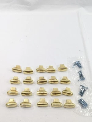 Винтажные золотистые дверные ручки для шкафов выдвижных ящиков середины века (лот из 20) с винтами - Изображение 1 из 4