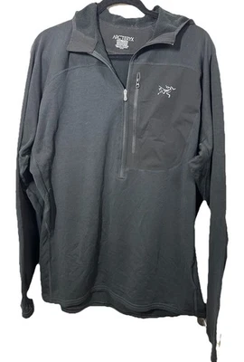 Arcteryx Hombres XL Media Cremallera Sudadera con Capucha Polartec Negro Suéter Capa Media Gorpcore Esquí Foto 1 de 4