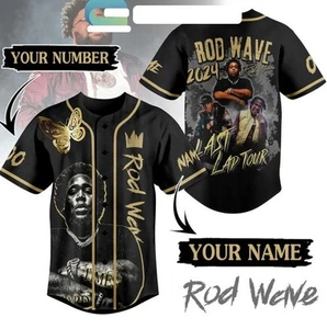 Rod Wave 2024 Last Lap Tour Hard Time Personalized Baseball Jersey - Picture 1 of 3