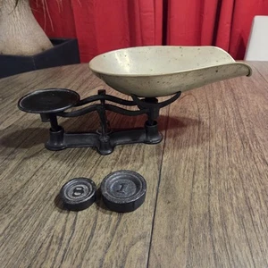 Antigua Escala de Hierro Fundido Negro Cocina Tienda Mercantil con 2 Pesos - Imagen 1 de 11