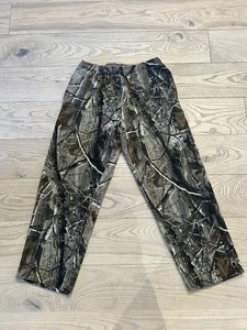 Realtree Camo Fleece Lined Hunting Pants Youth M (8-10) Brown Green Forest Print - Picture 1 of 3