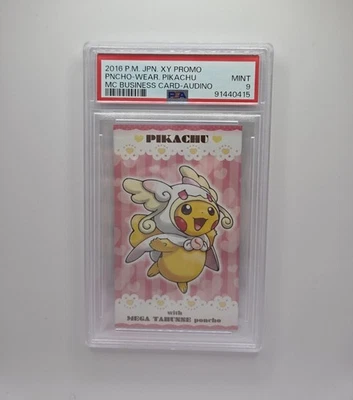 PSA 9 Poncho Wearing Pikachu Audino MC Business Card Promo Japanese Pokemon - Image 1 of 2