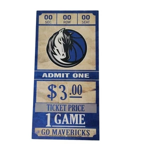 Biglietto Gioco Basket Dallas Mavericks Legno Design Appeso Wall Art - Foto 1 di 5