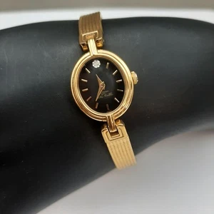 Vintage Oscar De La Renta Watch Women Black Dial Gold Tone New Battery - Picture 1 of 15