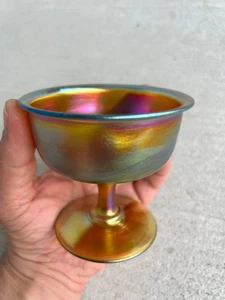 Antik L.C.T. Tiffany Favrile Glas Sherbet / Kompottschale - irisierendes Gold - Bild 1 von 10