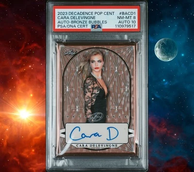 2023 LEAF DECADENCE CARA DELEVINGNE BRONZE /10 PSA 8 AUTO 10 - Image 1 of 2