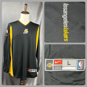 VINTAGE Early 2000s NIKE Dri-Fit Los Angeles Lakers Black Shooting Shirt Size L - Picture 1 of 18