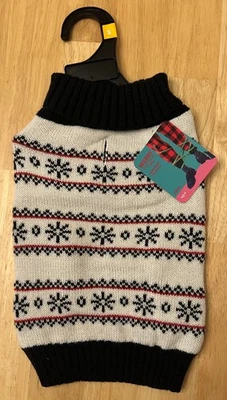 Merry Makings Holiday Snowflake White/Blue/Red Fairisle Dog Sweater, S - Image 1 of 4