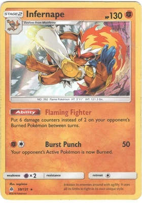 Infernape - SM - Forbidden Light 59/131 - Holo Rare - NM Pokémon TCG - Image 1 of 2