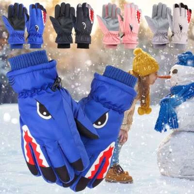 Kids Ski Gloves Boys Girls Winter Waterproof Thermal Ski Snow Gloves Warm Mitts - Image 1 of 4