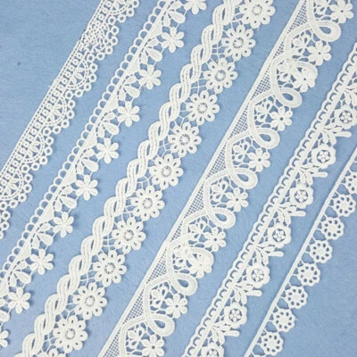 10 Yards Water-soluble Lace Edge Fabrics Embroidered Flower Decor Crafts Sewing - Image 1 of 4