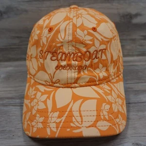 Steamboat Colorado Hat Cap Strap Back Orange Floral All Over Print Adjustable - Picture 1 of 9