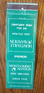 MONTGOMERY & HUNTSVILLE, ALABAMA MATCHBOOK: MONTGOMERY AVIATION MATCHCOVER -E - Bild 1 von 2