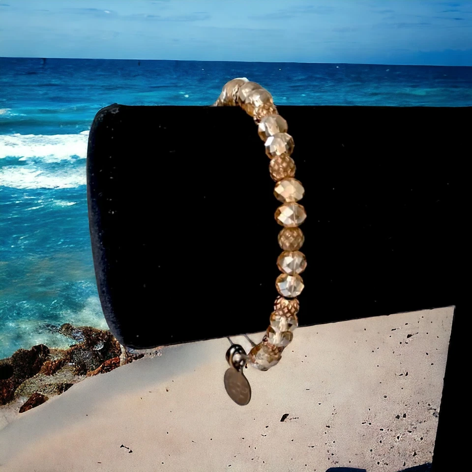 Alex and Ani pulseira de cristal com miçangas pulseira cor âmbar bronze Y2K fada bruxa - Imagem 1 de 4